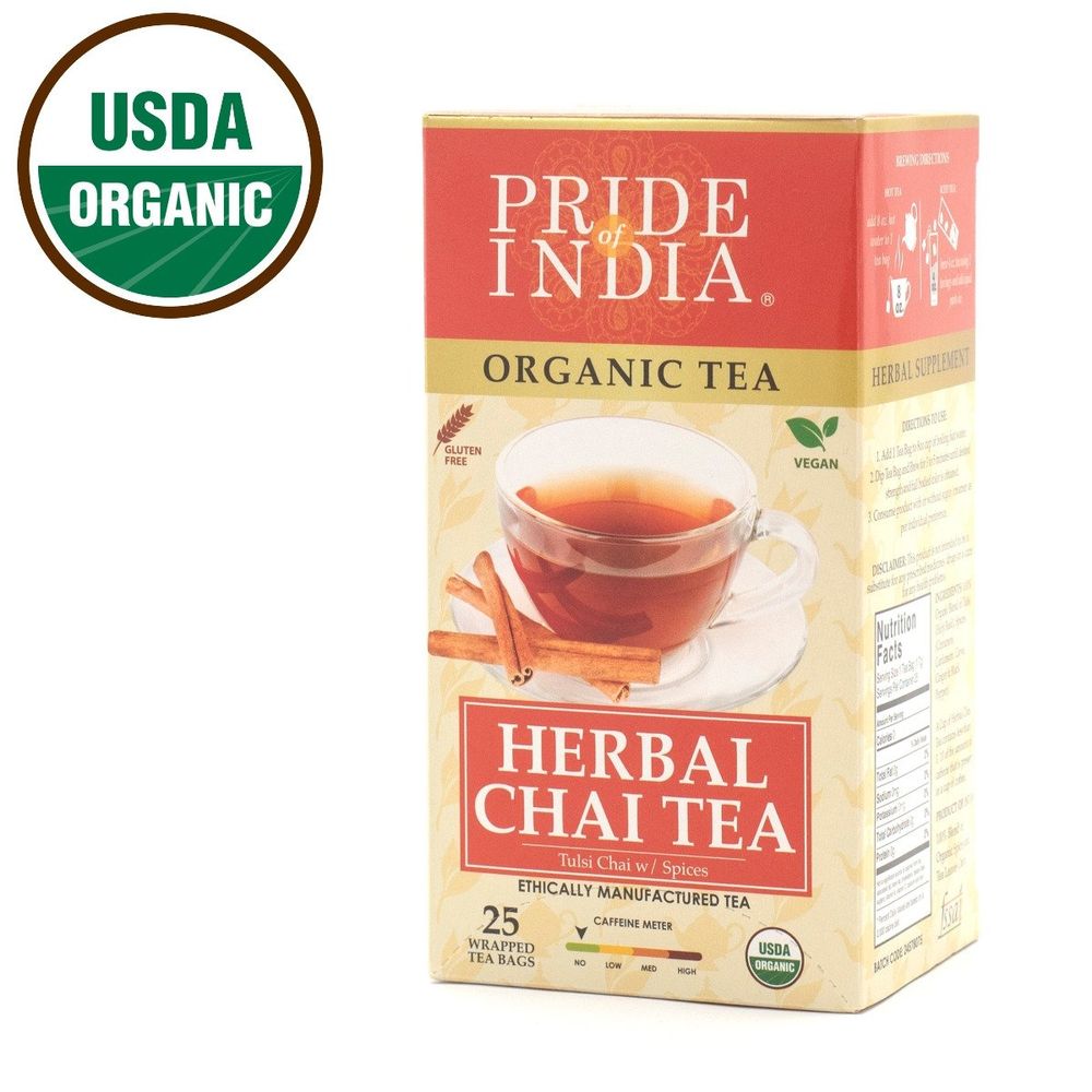 Organic Herbal Tulsi Chai Tea Bags (Caffeine Free)