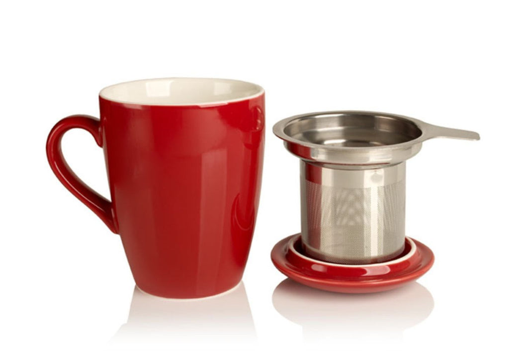 Porcelain Cup & Infuser - Barn Red